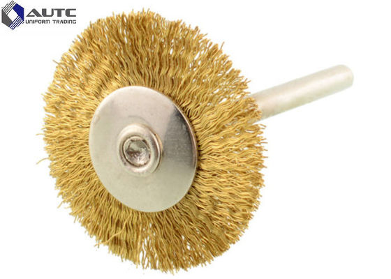 3*22 T Shape Crimped Wire Wheel Brush Brass End Brushes Steel Wire Custom Size
