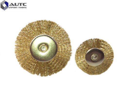 3*22 T Shape Crimped Wire Wheel Brush Brass End Brushes Steel Wire Custom Size