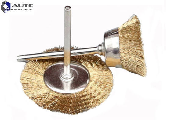 3*22 T Shape Crimped Wire Wheel Brush Brass End Brushes Steel Wire Custom Size