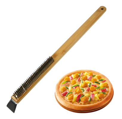 Spazzola per pizza con manico lungo in legno, spazzola per pulizia pizza, utensili da forno in legno